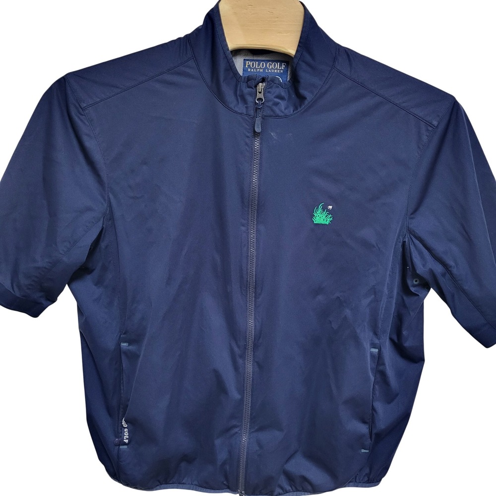 Polo Golf Ralph Lauren Sawgrass Navy Blue S/S Full Zip Windbreaker Jacket READ